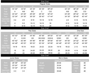 Elegant Moments Size Chart