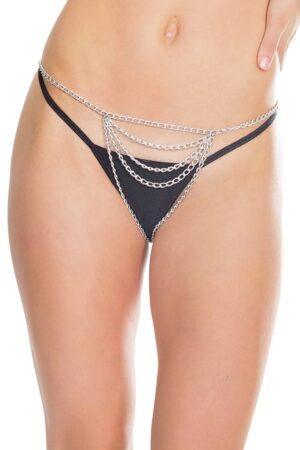 7247 silver crotchless chain g-string lingerie, bold and seductive one size design