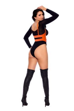 Leather harness with adjustable buckle straps and front velcro buckle closure, bold and edgy fetish accessory.