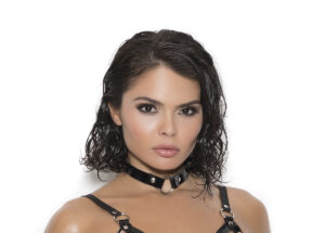 EMV9813 vinyl O-ring choker necklace, perfect for edgy lingerie or fetish looks