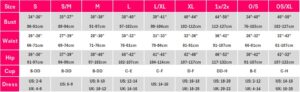 Coquette Size Chart