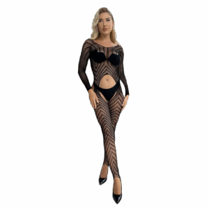 Long sleeve fishnet bodysuit with open design
