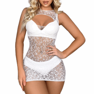 Leopard mesh short skirt lingerie